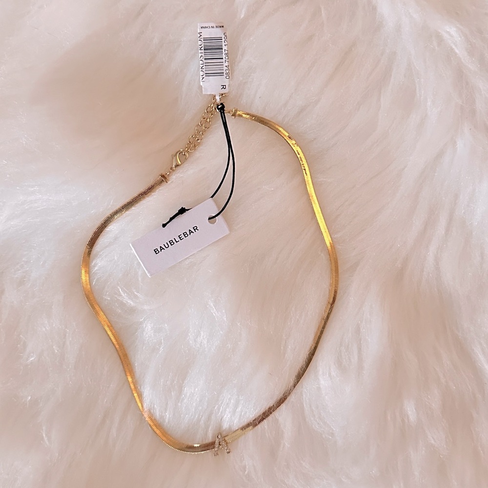 Baublebar intial A necklace.